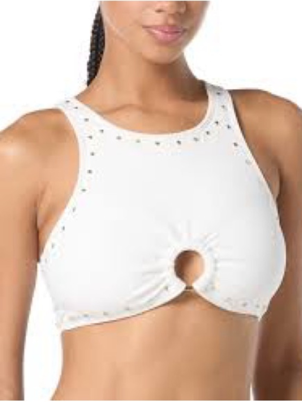 Michael Kors Women's Crepe Ring Studded-Front Crop Top
